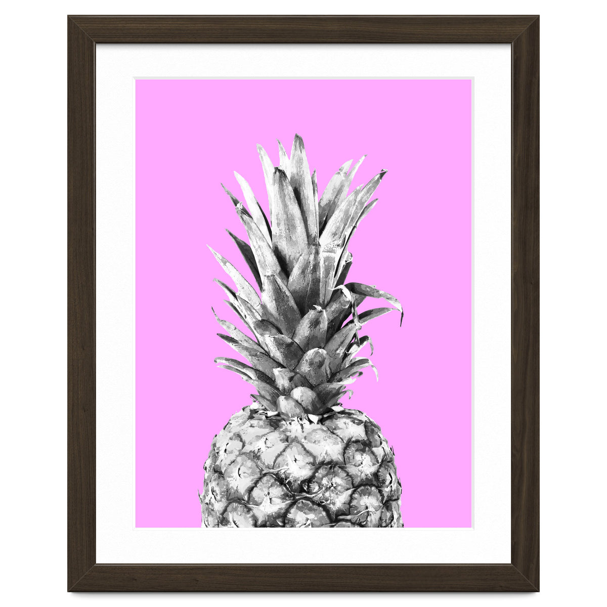 Black and White Pineapple Pink Background