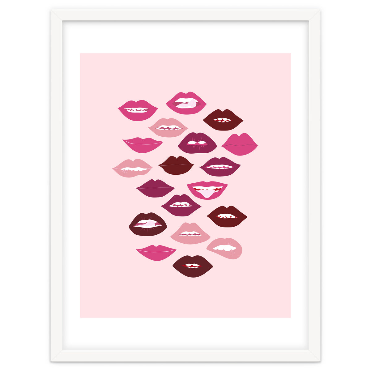 Lips Dark on Pink Background
