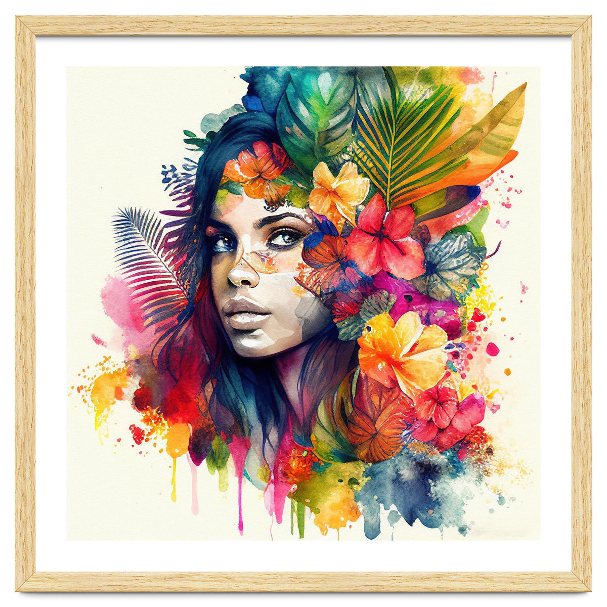 Watercolor Tropical Woman #17