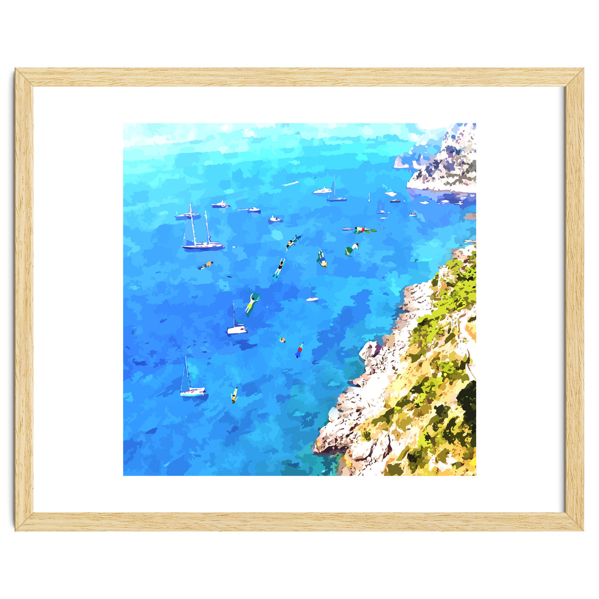 Capri Islands | Tropical Travel Summer Island | Ocean Sea Beach Swim Sail Painting