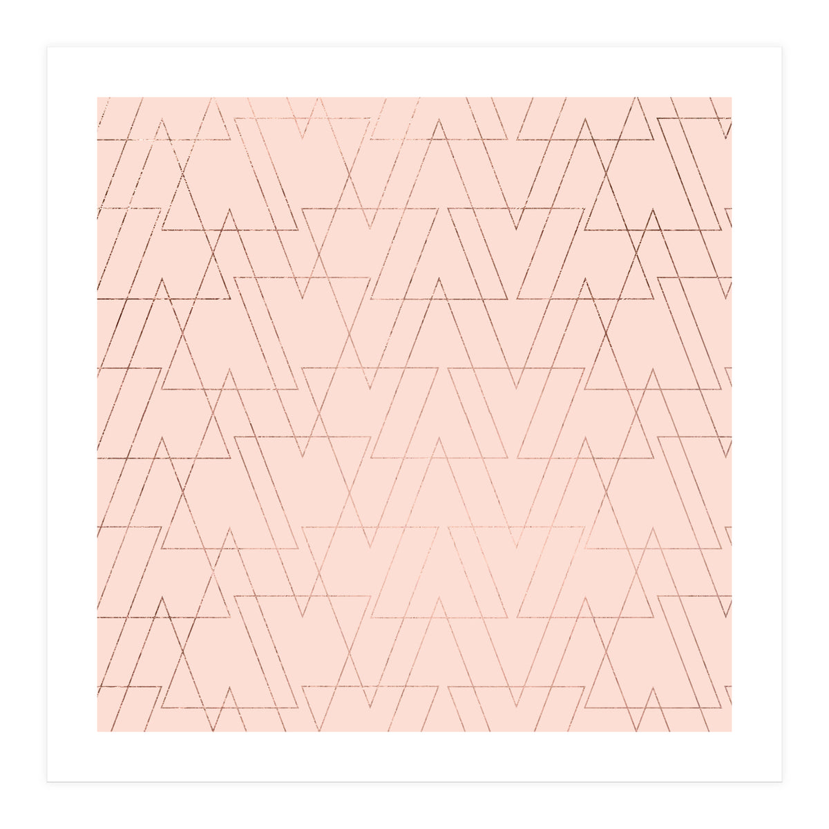 Modern Rose Gold Geometric Thin Triangles Blush Pink Abstract Pattern (Print Only)