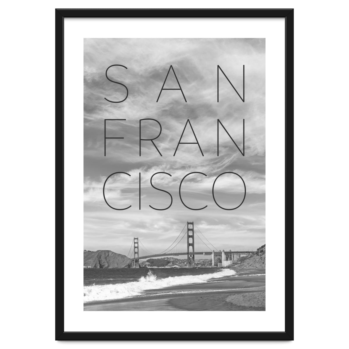 Golden Gate Bridge & Baker Beach | Text & Skyline