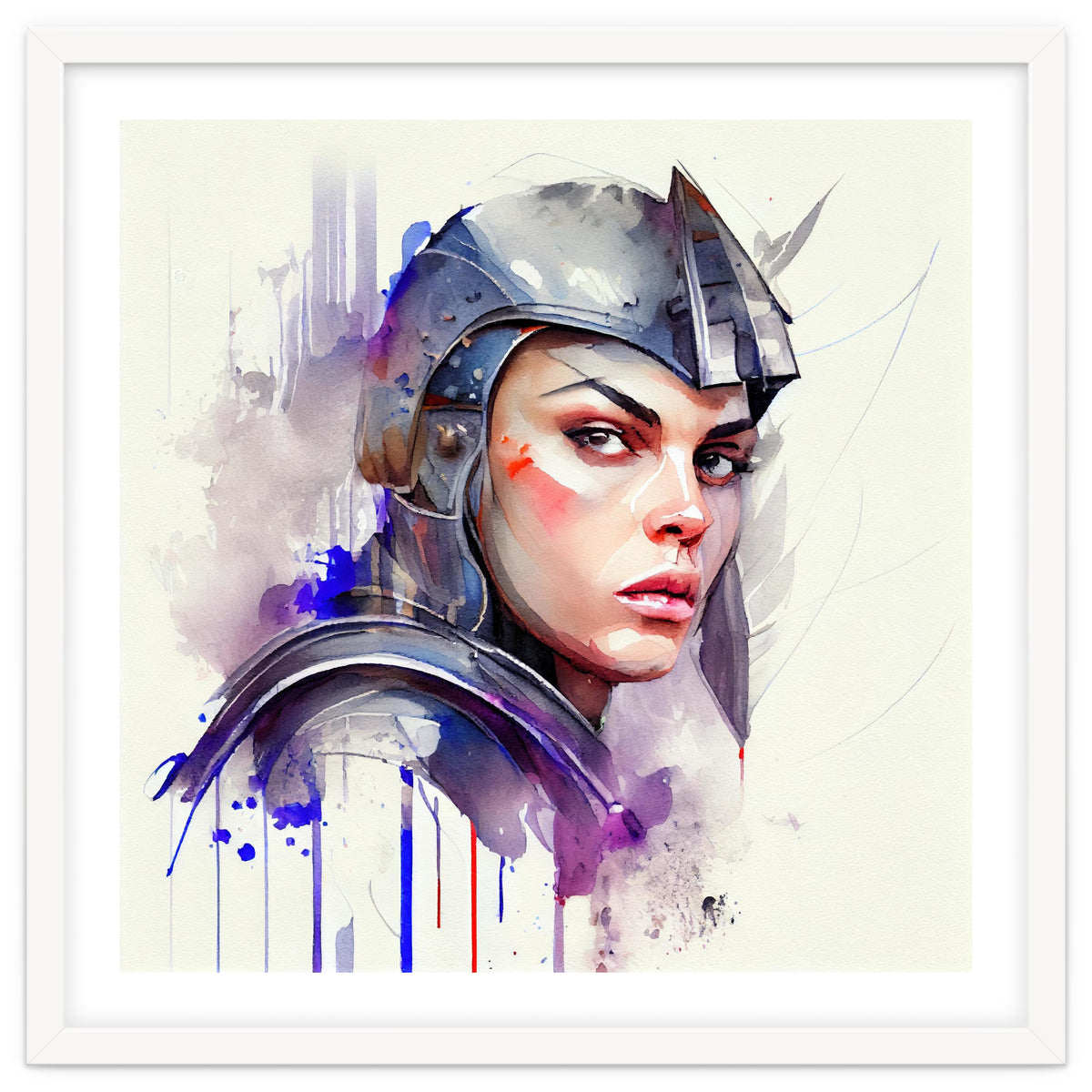 Watercolor Medieval Soldier Woman #3
