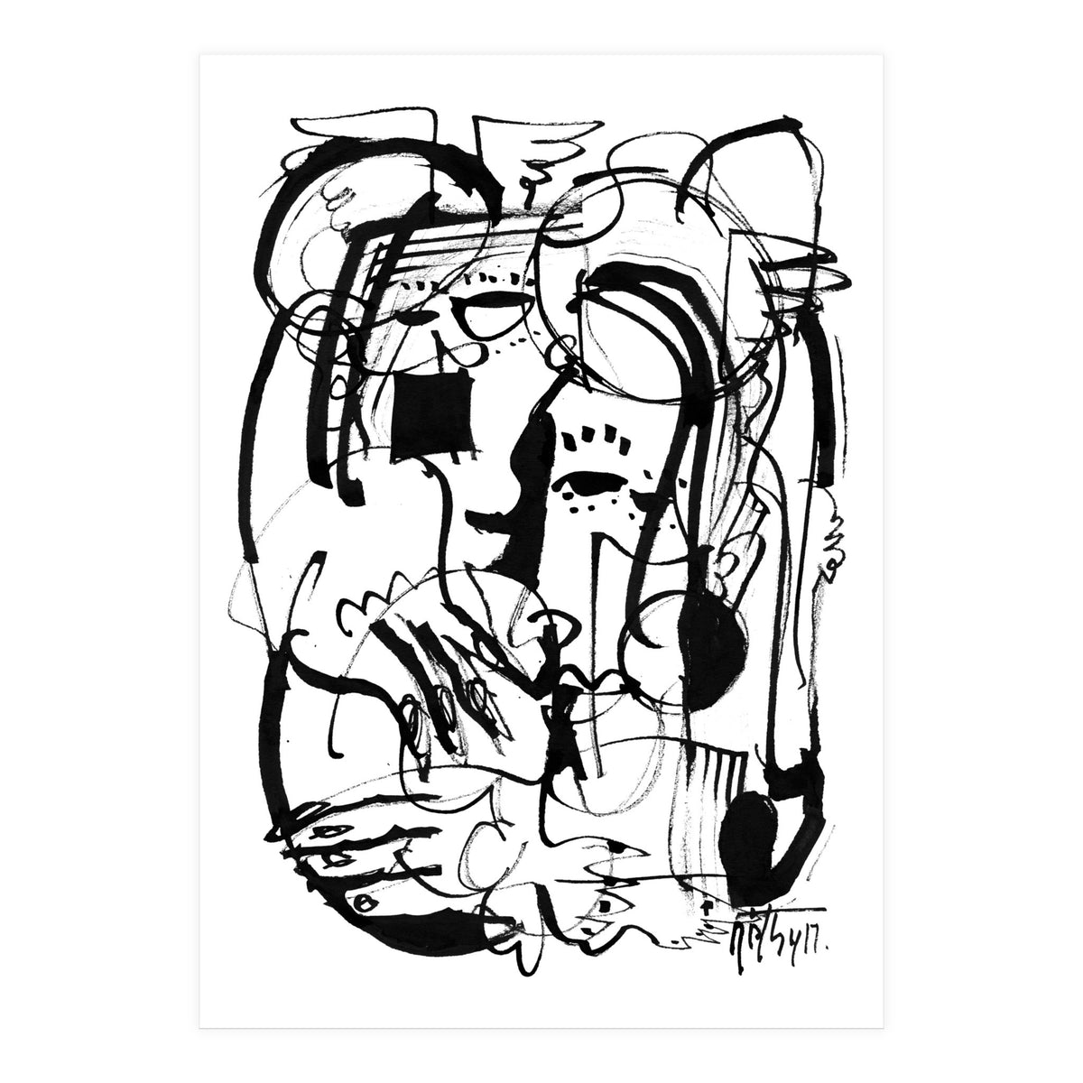 Two Shy Angels - b&w (Print Only)