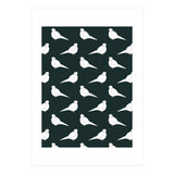 White Bird Pattern On Black (Print Only) thumbnail