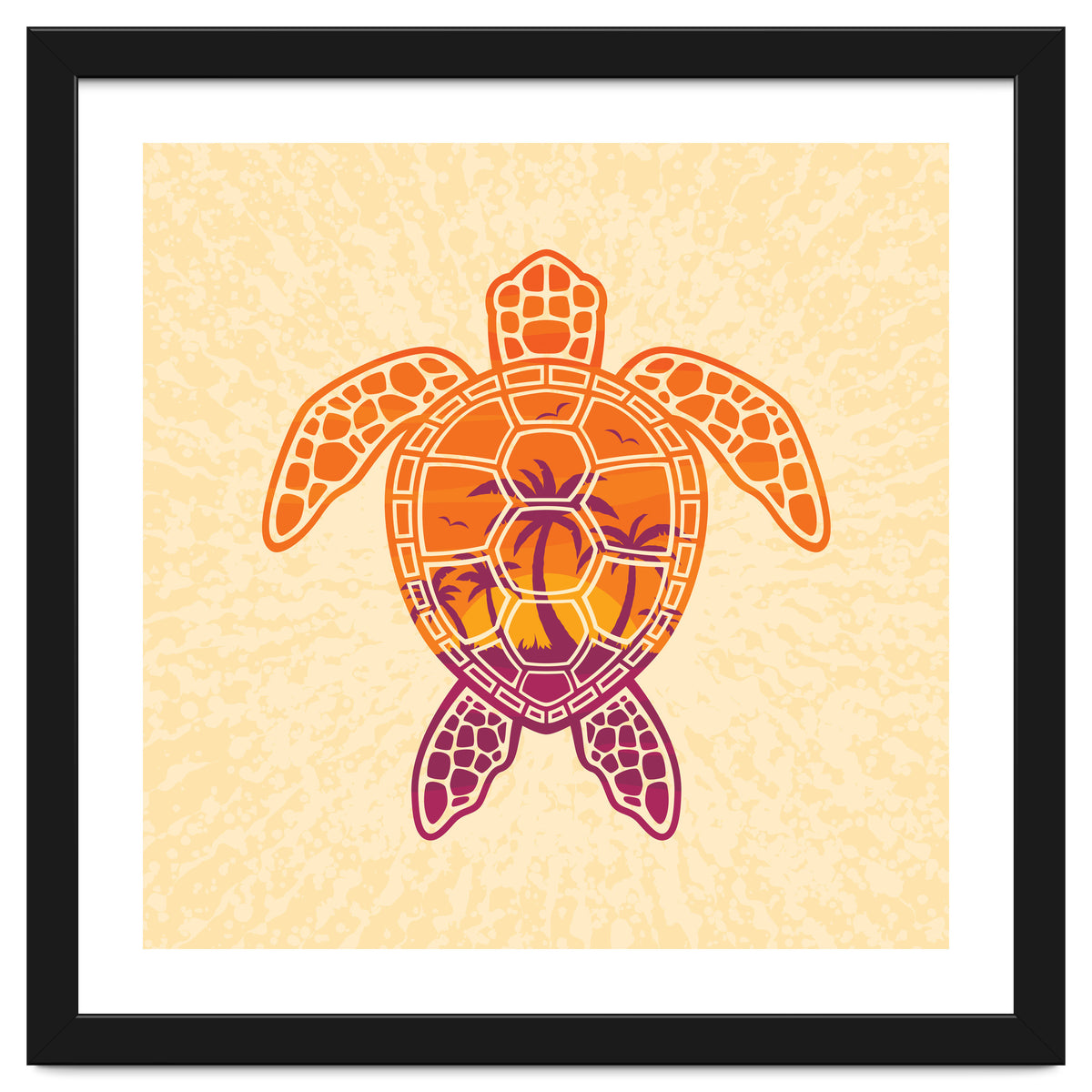 Tropical Sunset Sea Turtle Design