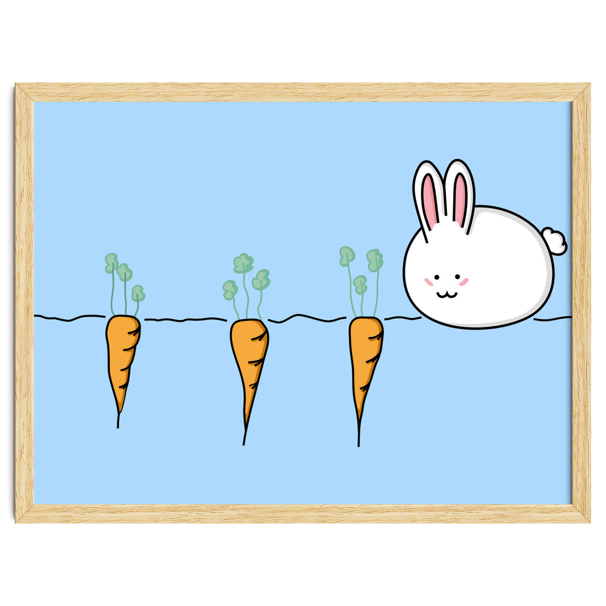 Kawaii Cute Rabbit With Carrots