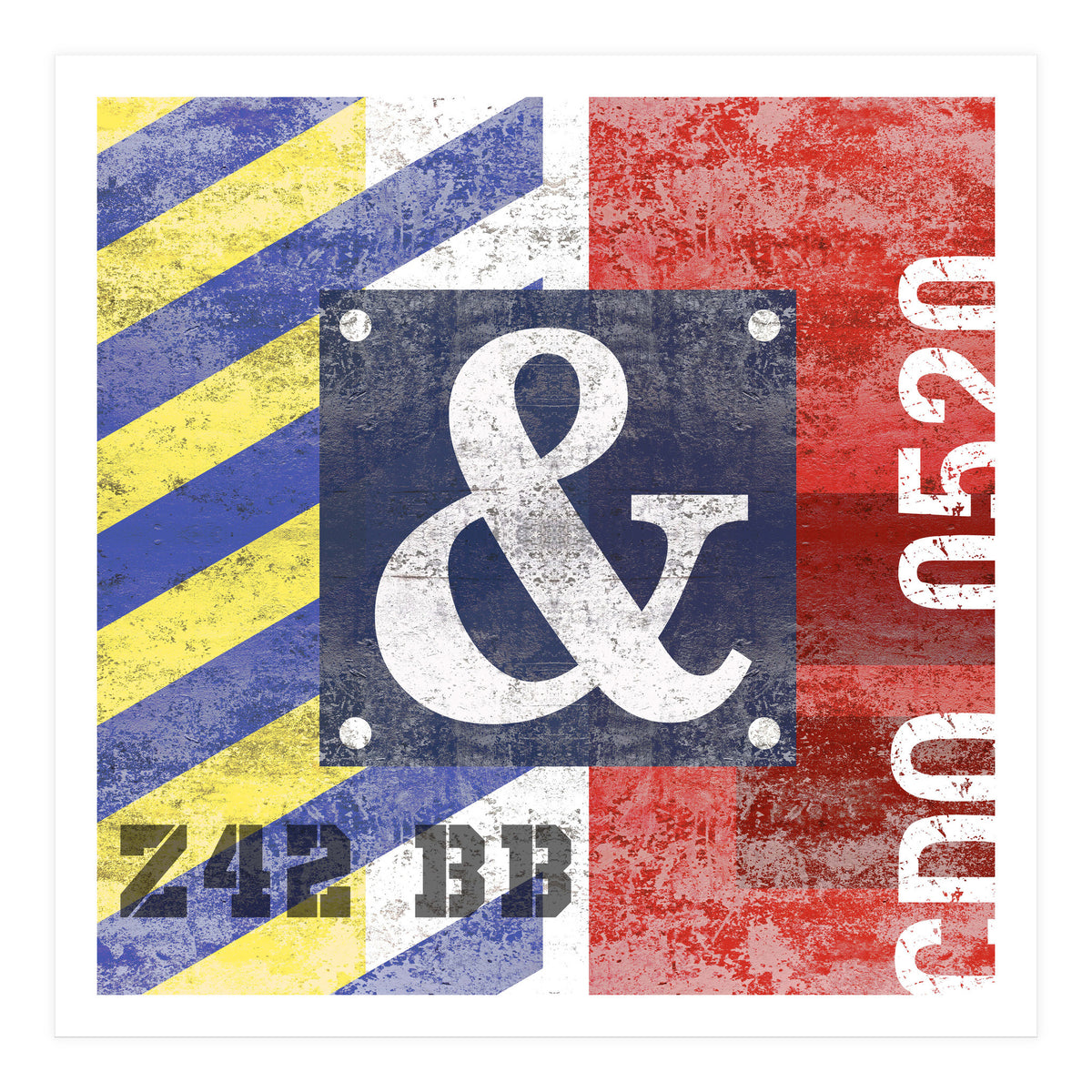 Blue Ampersand Industrial Abstract (Print Only)