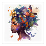 Watercolor Butterfly African Woman #7 (Print Only) thumbnail