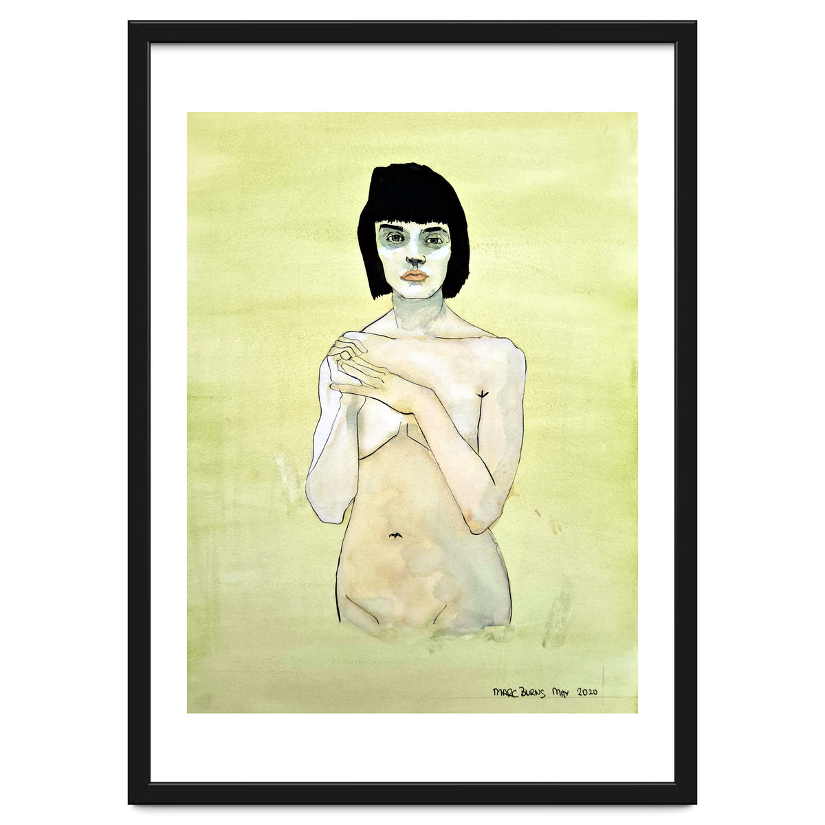 Untitled #75 Nude on a yellow-green ground