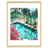Luxury Tiger Villa illustration, Architecture Travel Nature Painting, Hotel Landscape Garden thumbnail