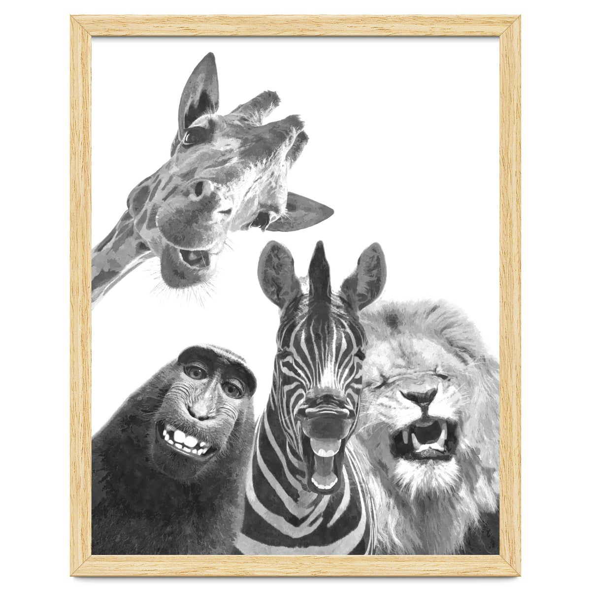 Black and White Jungle Animal Friends