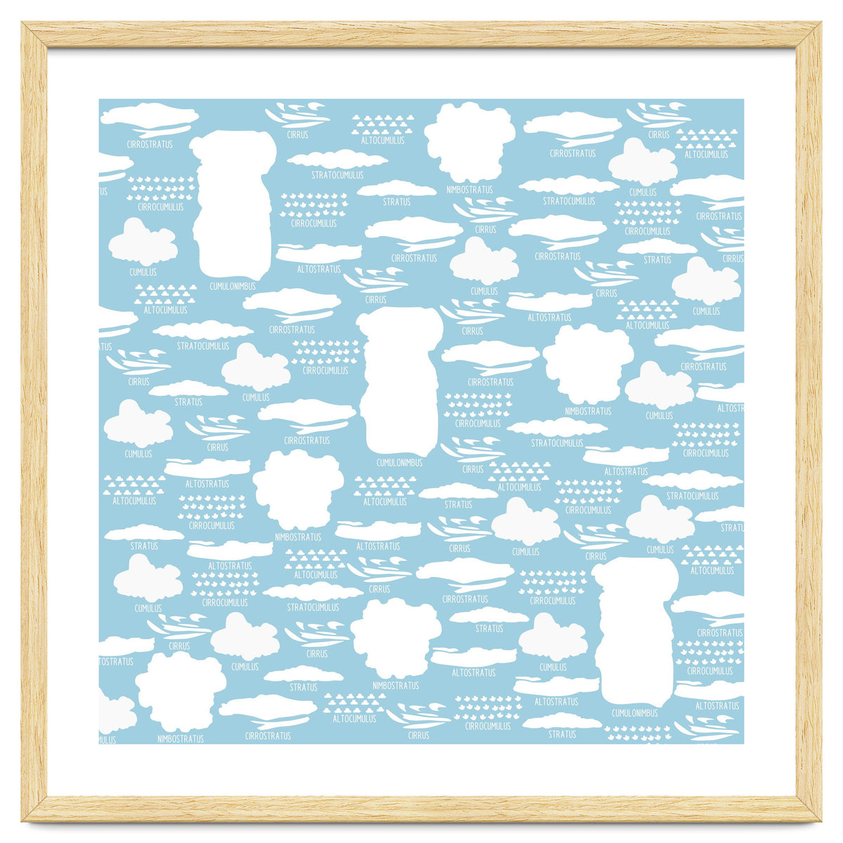 Clouds landscape on blue background