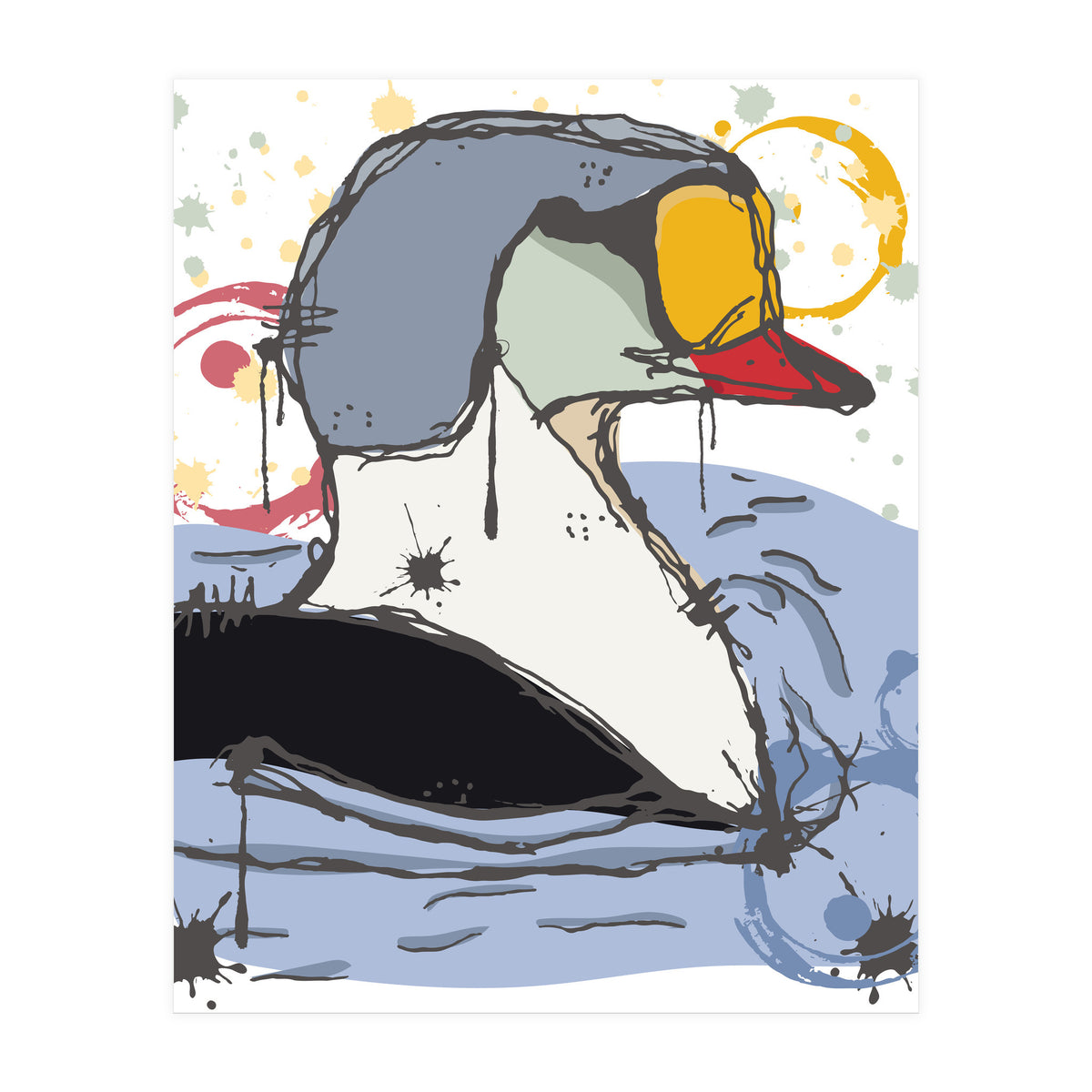 Male King Eider Duck Sketch (Print Only)