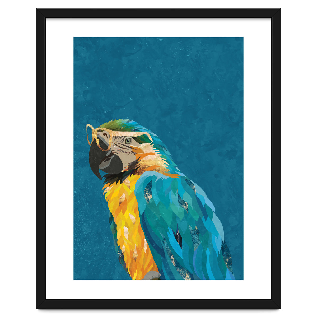 Macaw Portrait Blue Gold Glasses