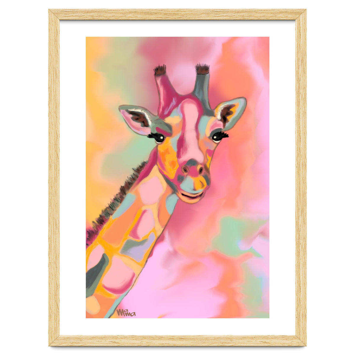 Giraffe Reaching the Rainbow