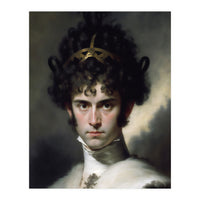Curly Haired Man Moody Vintage Dark Painting  (Print Only)