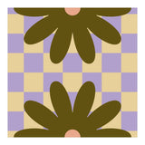 Retro Geometric Simple Flower on Checkerboard (Print Only) thumbnail