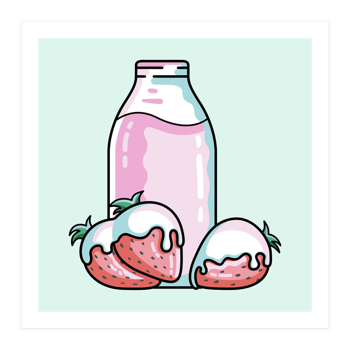 Cute Strawberry Milkshake (Print Only)
