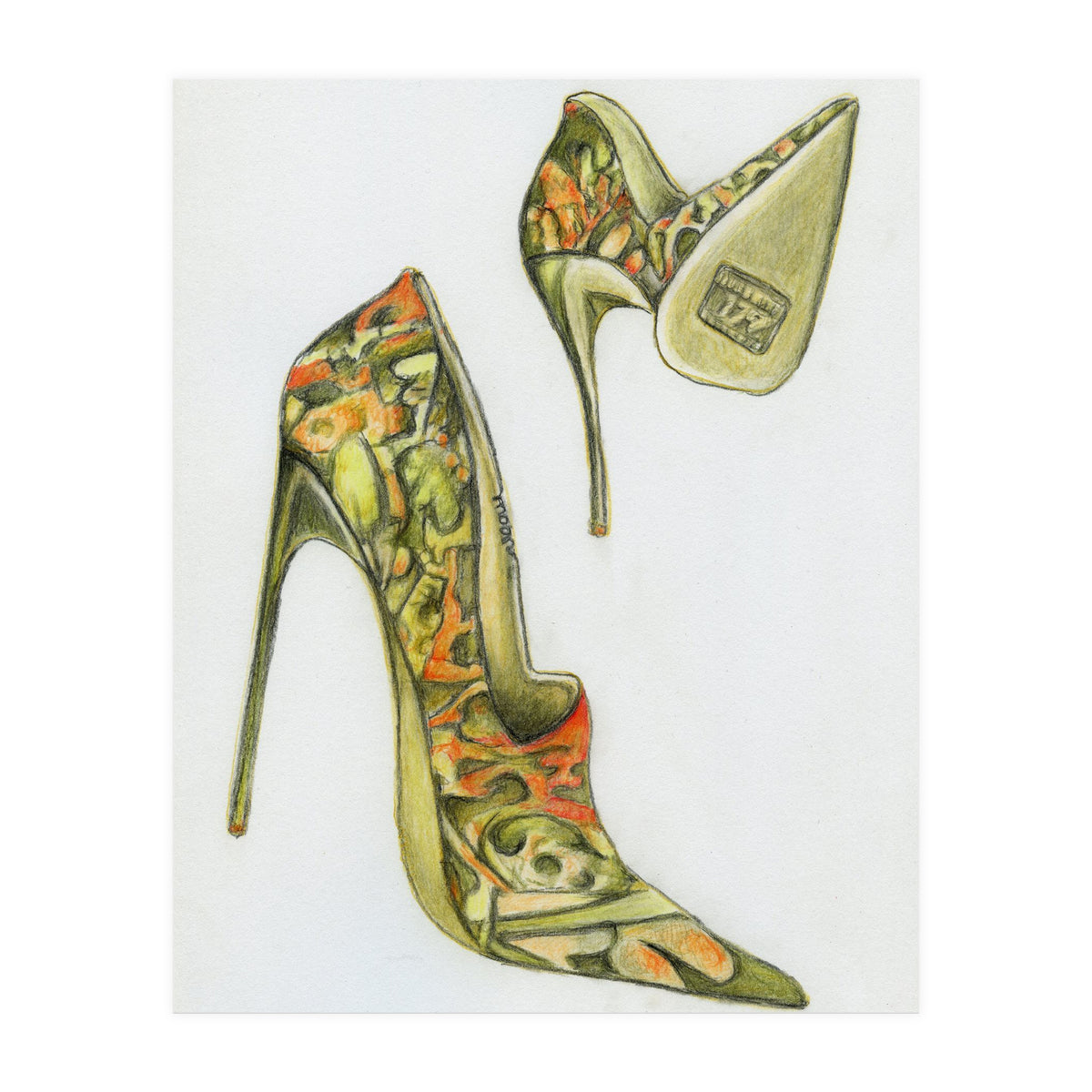 Green stiletto shoes (Print Only)
