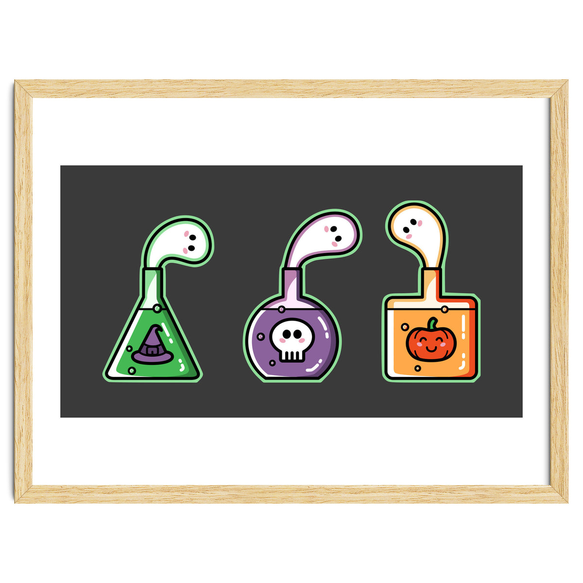 Kawaii Cute Halloween Potions - witches hat, skull, pumpkin, ghosts
