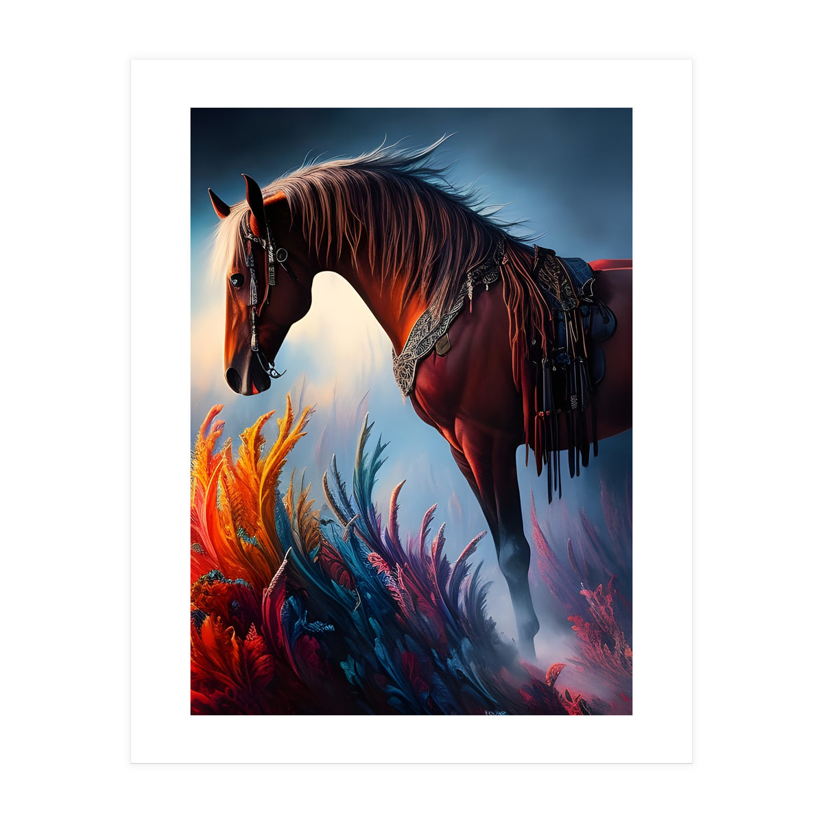 Elegant Prismatic Arabian Horse Digital Art (Print Only)