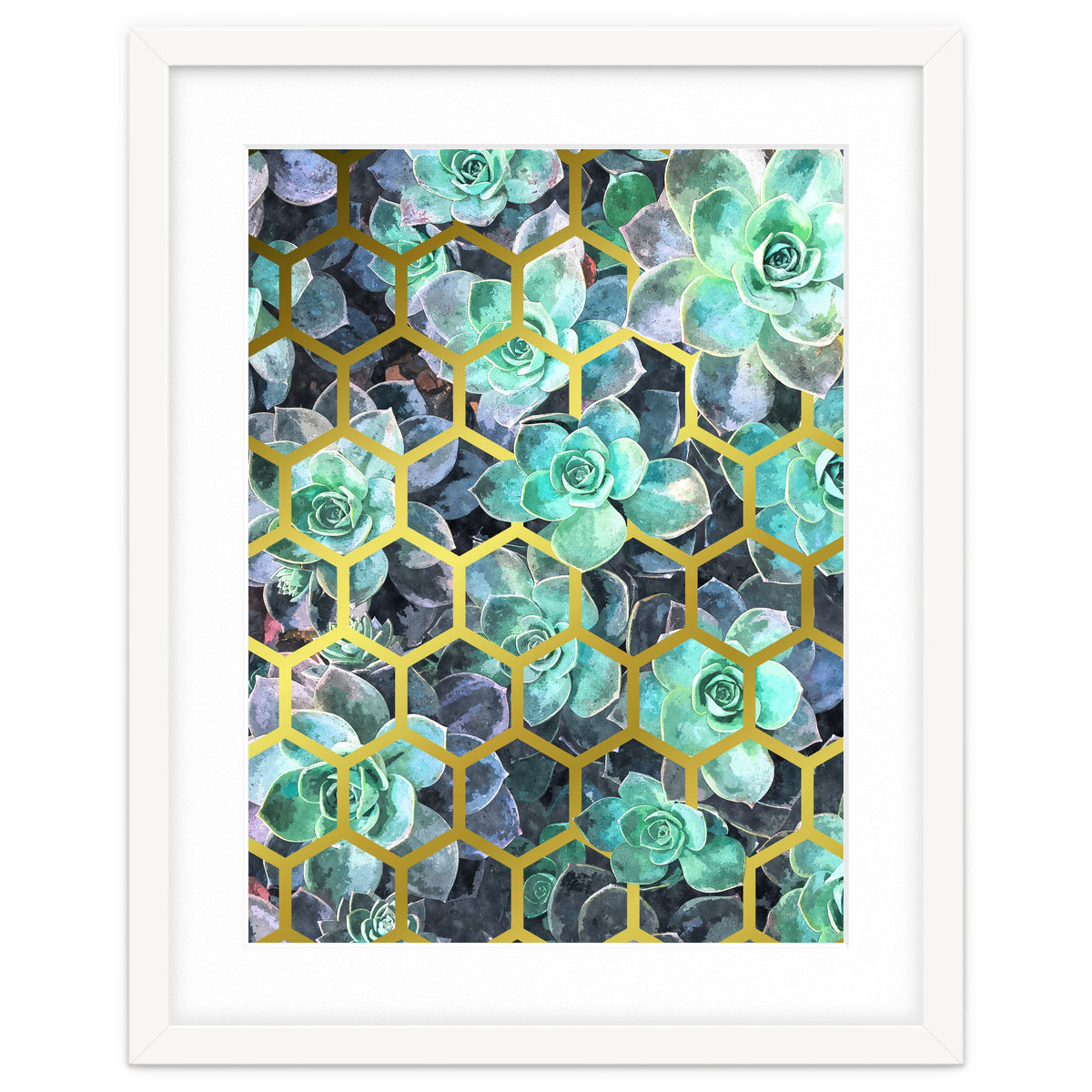Succulents and Gold Geometric