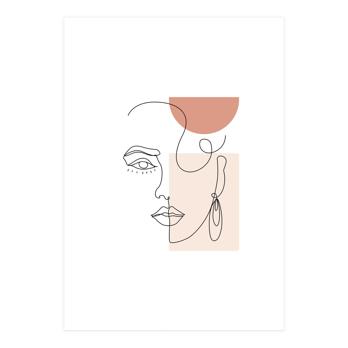 minimal woman face line art (Print Only)