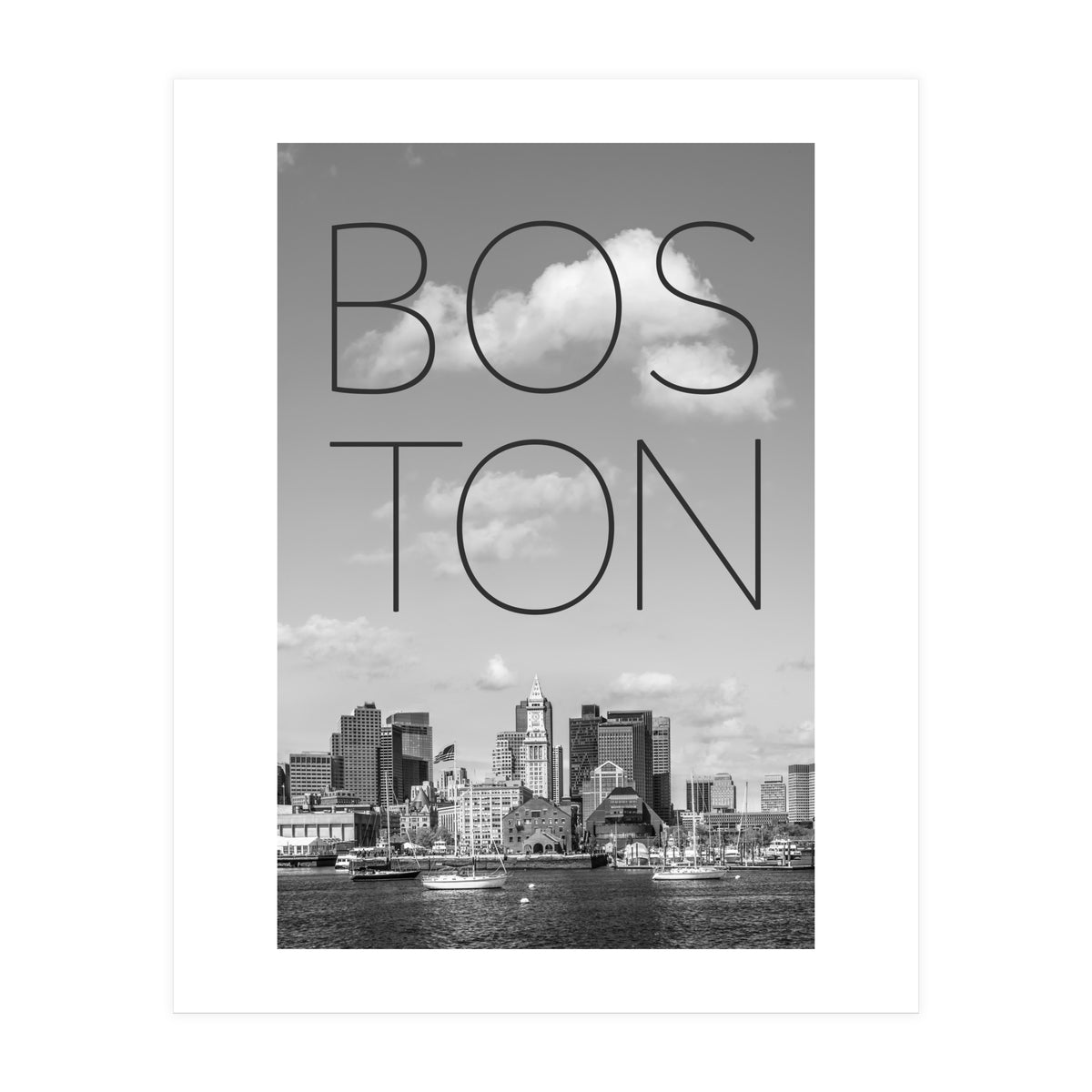 BOSTON Skyline North End & Financial District | Text & Skyline (Print Only)