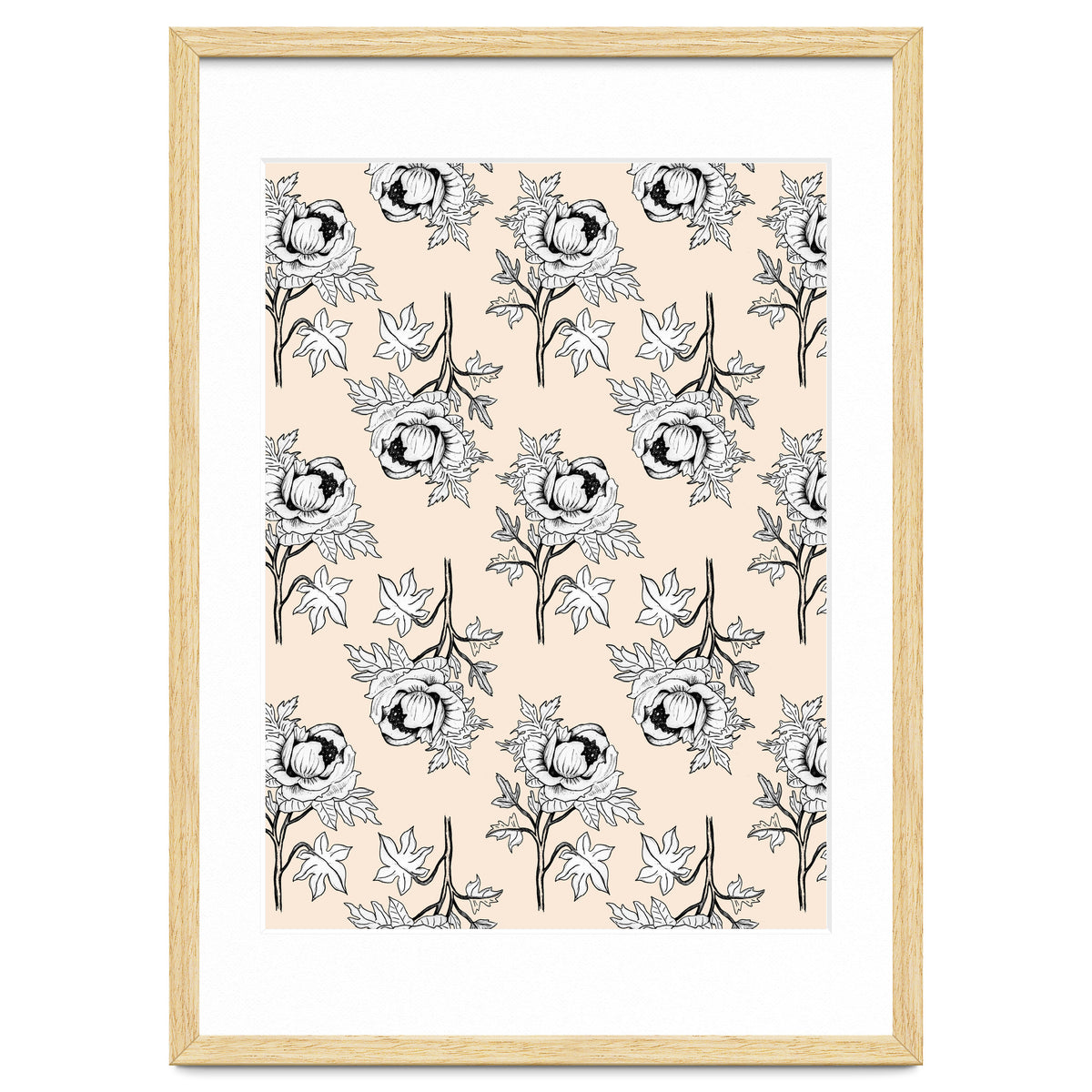 Drawing pattern of roses to pencil on beige