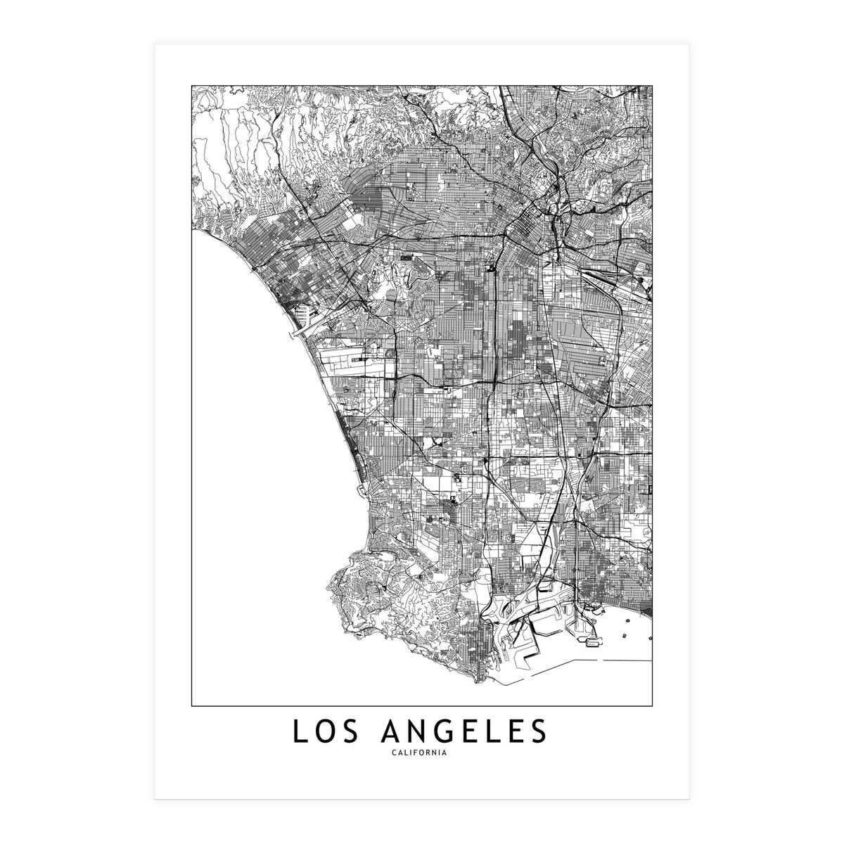 Los Angeles White Map (Print Only)