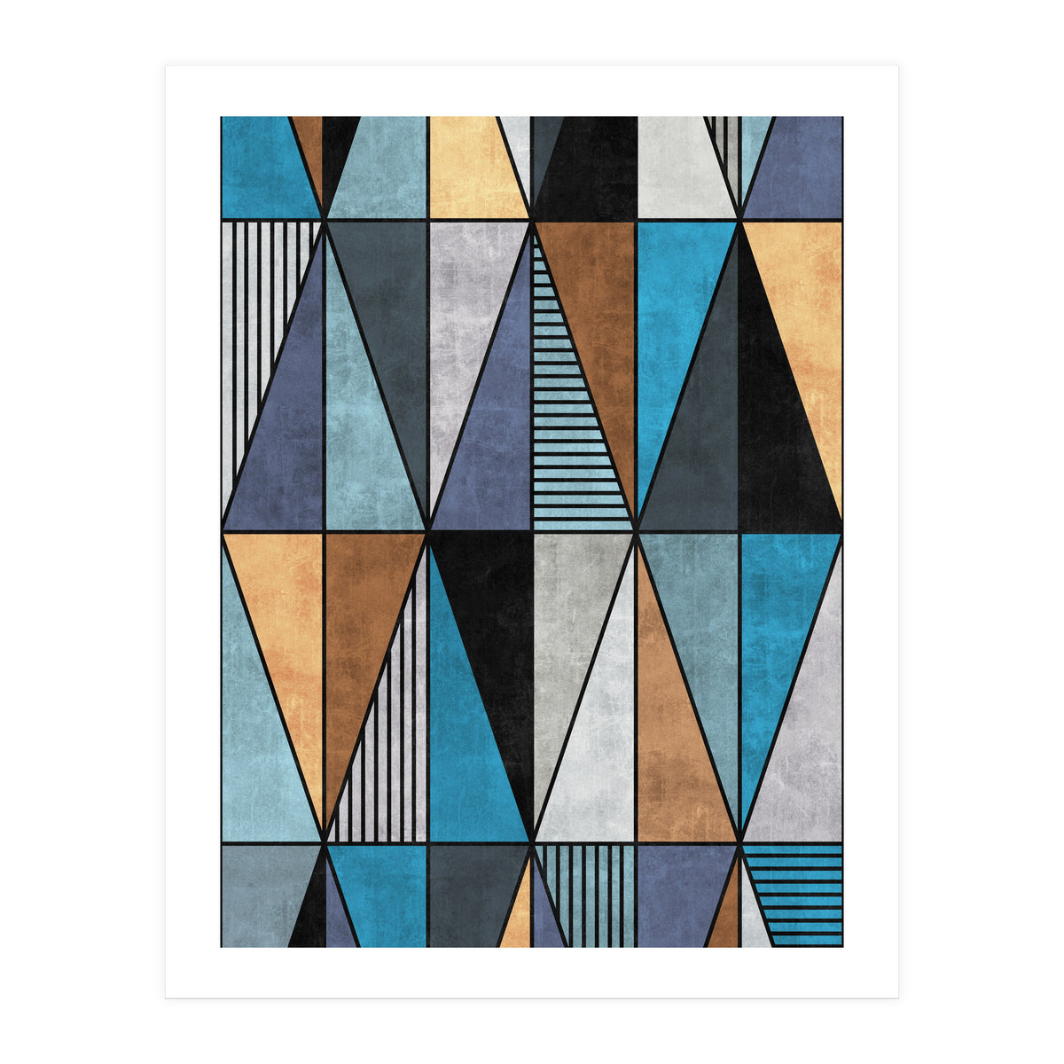 Colorful Concrete Triangles - Blue, Grey, Brown (Print Only)
