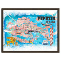Venice Italy Illustrated Map With Main Roads Landmarks And Highlights M
