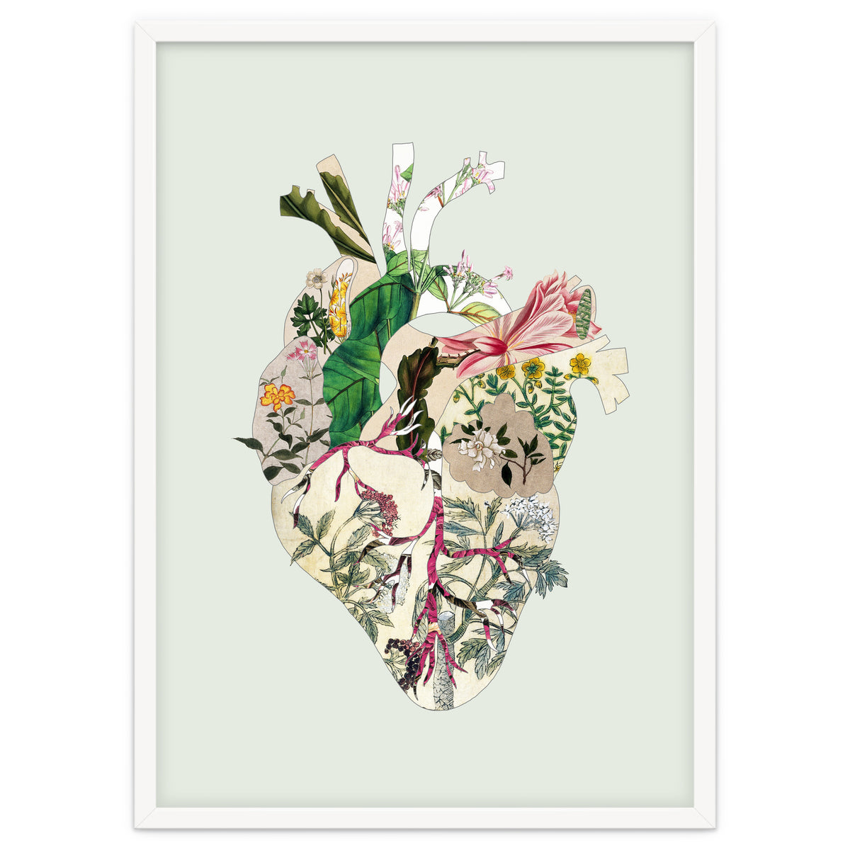 Vintage Botanical Heart - Green