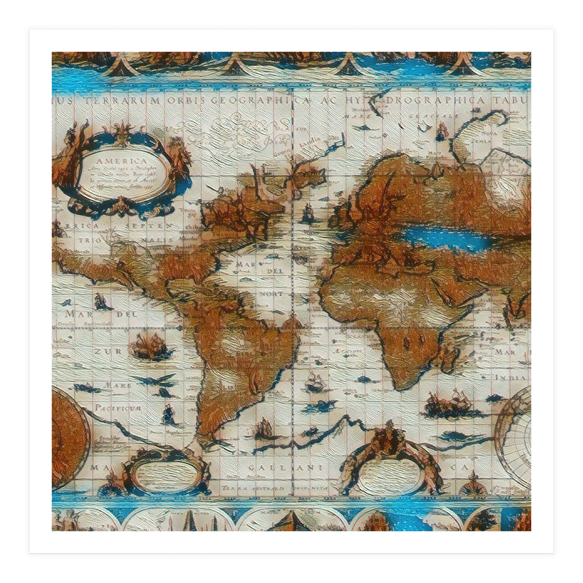 Vintage Mapa Mundi revisited (Print Only)