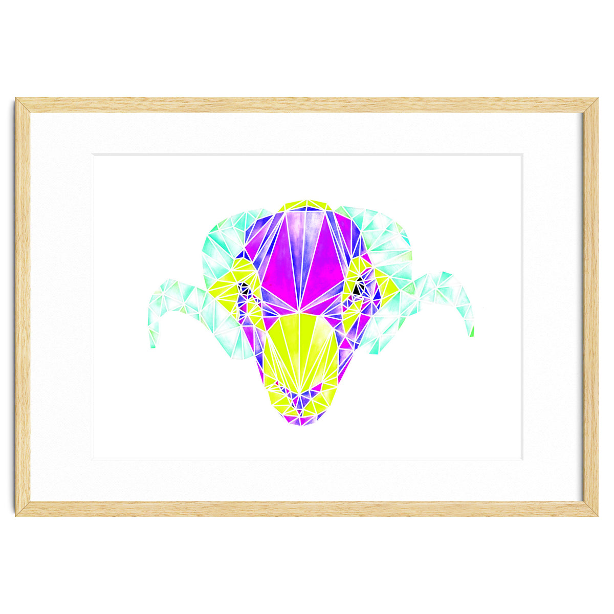 Colourful Geometric Swaledale Sheep Tup with White Lines