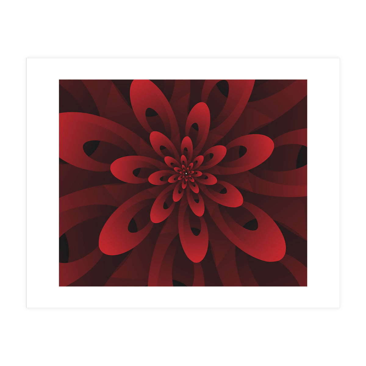 Abstract Digital Modern Red Floral 3D ART (Print Only)
