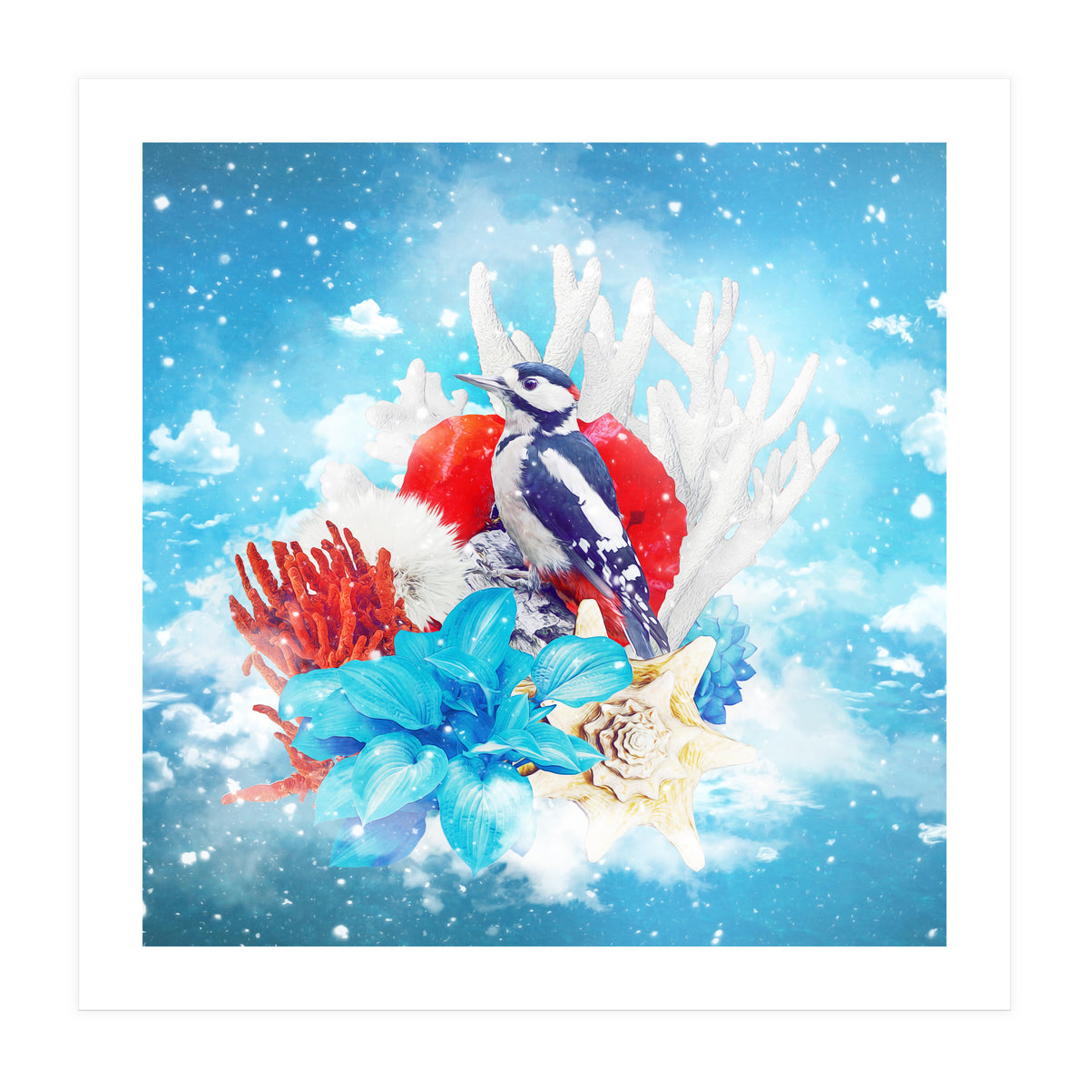 Floral Woodpecker In Winter (Print Only)