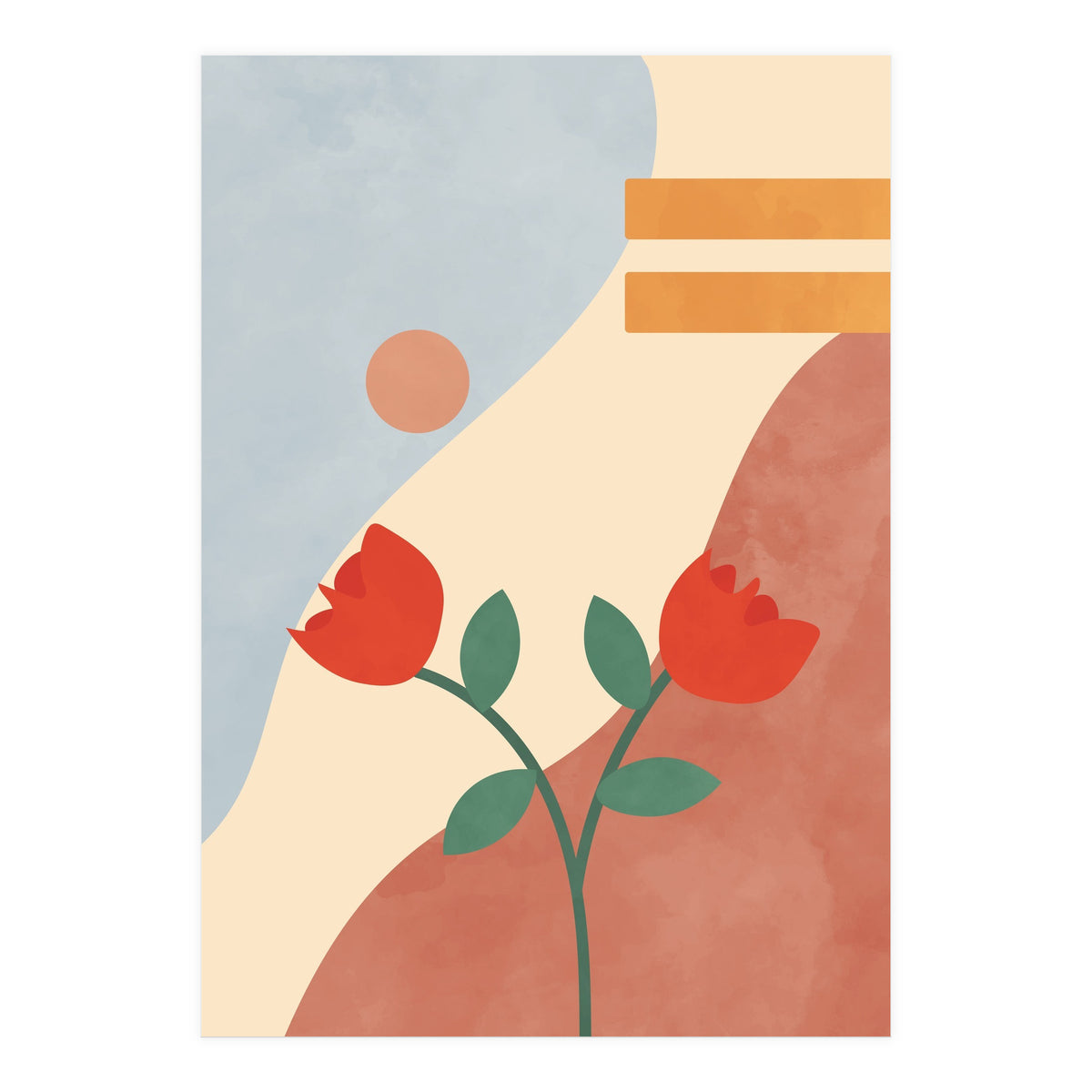 Rose Flower Abstract Botanical Modern (Print Only)