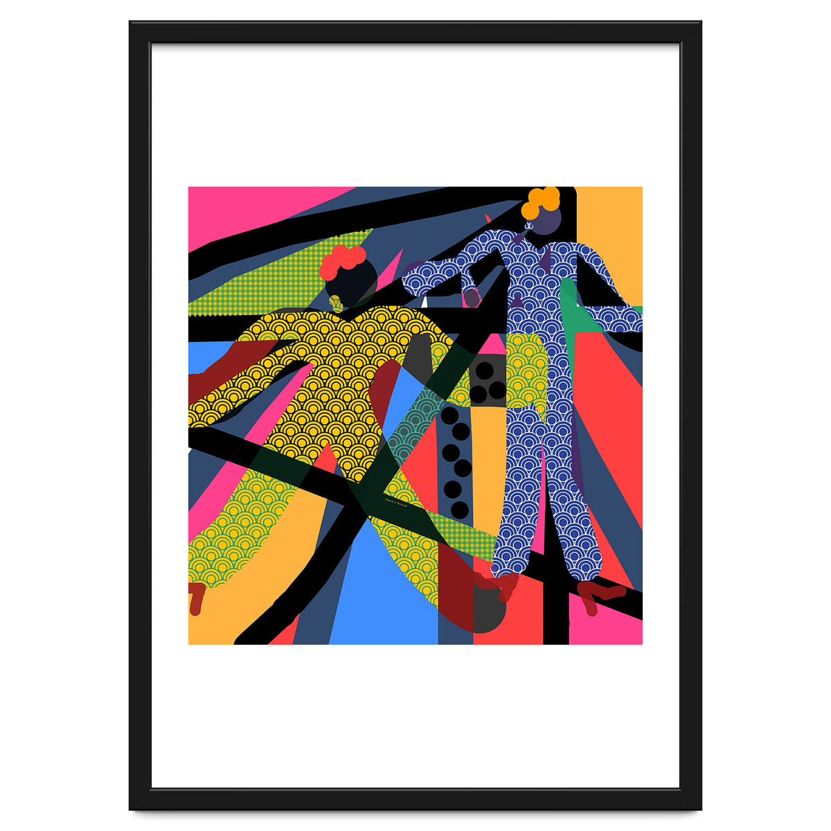 LADIES WEARING YELLOW AND BLUE PATTERNS