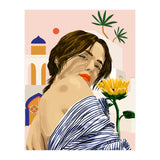 I Travel, I Become | Morocco Architecture Illustration, Bohemian Woman Tropical Sunflower Boho Palm  (Print Only) thumbnail