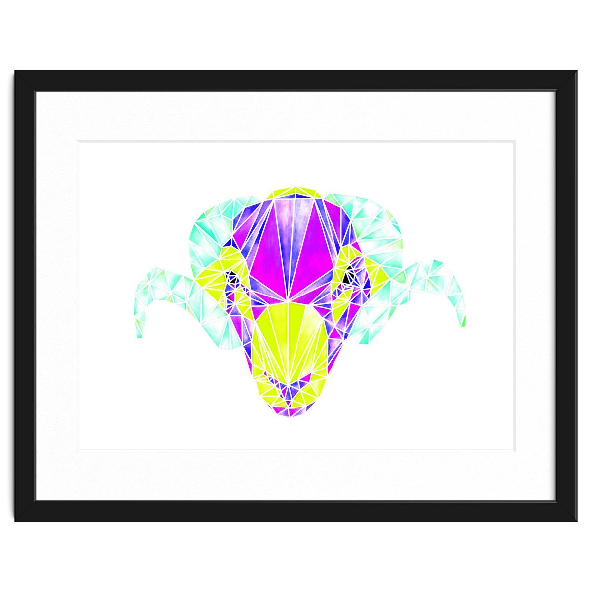 Colourful Geometric Swaledale Sheep Tup with White Lines