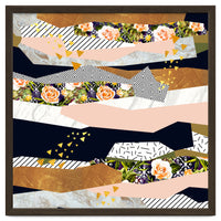 Collage of textured shapes and flowers