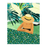 Chill, Modern Bohemian Black Woman Travel Illustration | Terrazzo Tropical Swimming Pool Fashion (Print Only) thumbnail
