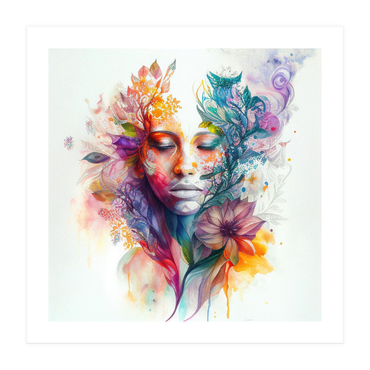 Watercolor Tropical Woman #15 (Print Only)