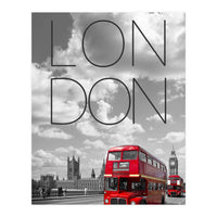 Red Buses in London | Text & Skyline (Print Only)