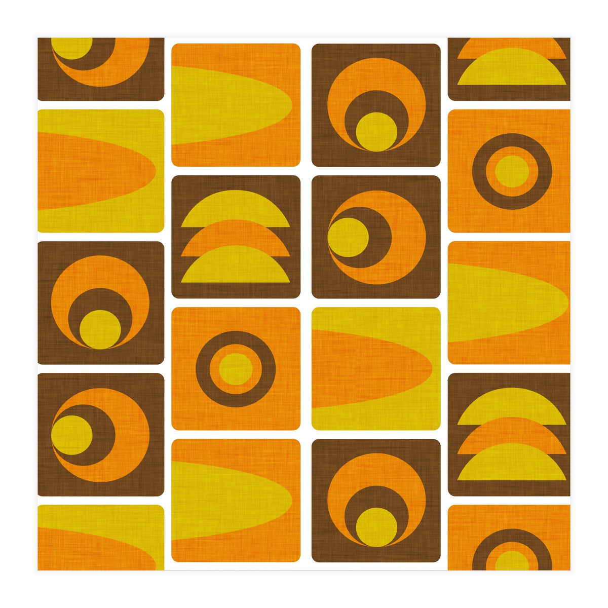 70s Cube Geo Brown  (Print Only)