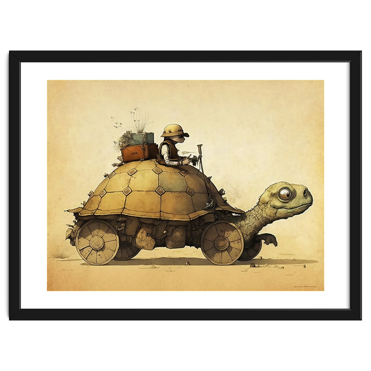 Tortoise Car Steampunk Illustration