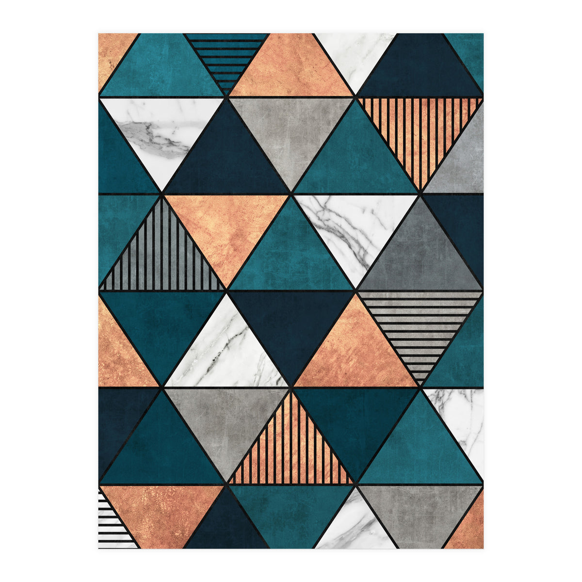 Copper, Marble and Concrete Triangles 2 with Blue (Print Only)