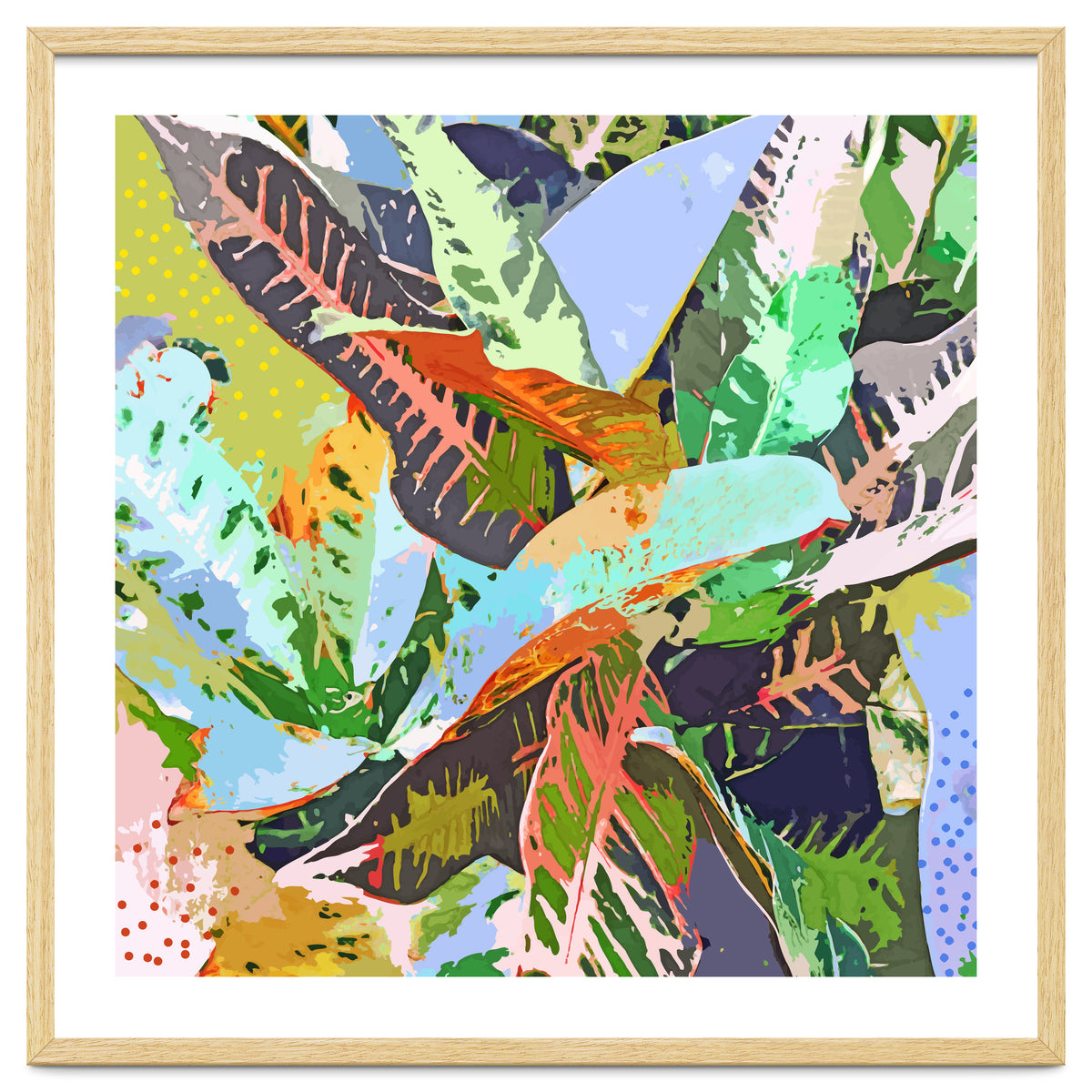 Jungle Plants, Tropical Nature Dark Botanical Illustration, Eclectic Colorful Forest Painting